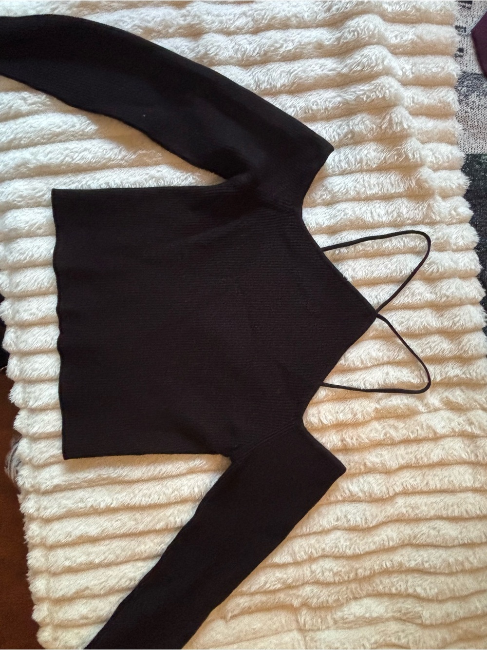 Garage Black Off-the-Shoulder Knit Sweater with Spaghetti Strap